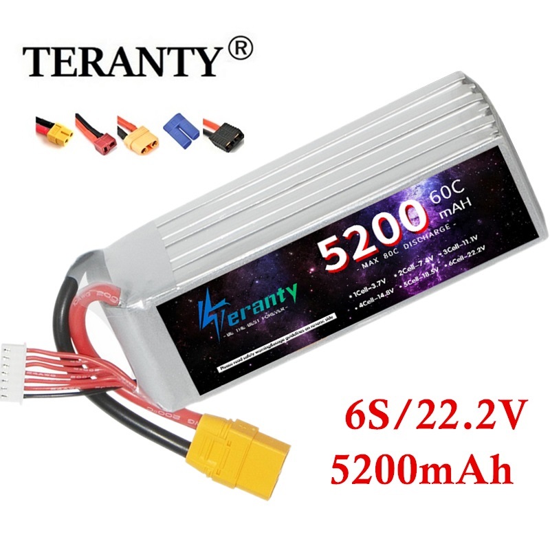 Drone Battery 4S - タンク、rcモデルパーツ、車、電車、バギー、ボート、60c、5200mah、ec5、xt60 t、xt90、6s、22.2v用のプラグ付きteranty-lioバッテリー